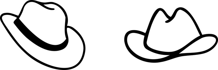 vector black cowboy hat icon on white