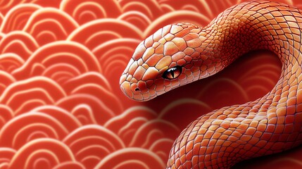 Fototapeta premium A captivating red and gold snake illustration, perfect for designs related to the Year of the Snake, Chinese New Year, or eye-catching marketing materials with a mystical ambiance.