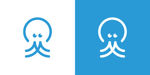Squid line art logo, octopus line art logo, simple octopus logo. Squid design vector illustration © PaulStd