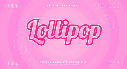 Lollipop 3D Modern Style editable text effect Template suitable for Sweet Food products