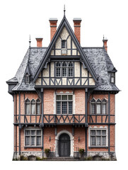 Fototapeta premium Manor House on Transparent Background Elegant Architecture in a Clear Setting