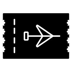 paper ticket shaped like an airplane, symbolizing air travel and adventure.