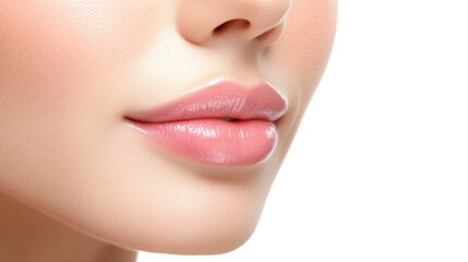 Naklejka premium Mesmerizing beauty, closeup portrait of woman with vibrant pink lipstick 