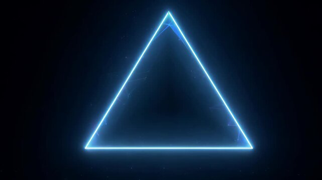 Energetic blue triangle animated in a dark environment with glowing effects