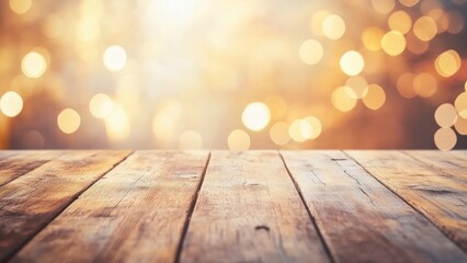 Soft golden light dances above a rustic wooden tabletop