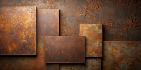Rustic Oxidized Metal Panels Abstract Background Texture with Varied Tones and Patina