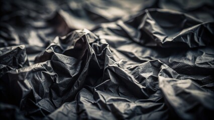 Abstract Dark Draped Fabric Texture  Deep Shadows and Subtle Light Play on Crinkled Surface