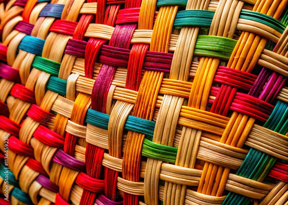 Poster close-up of rattan weaving showcasing interlacing patterns and natural textures for a captivating po
