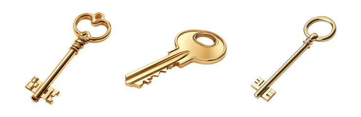 Golden Keys Design on Transparent Background