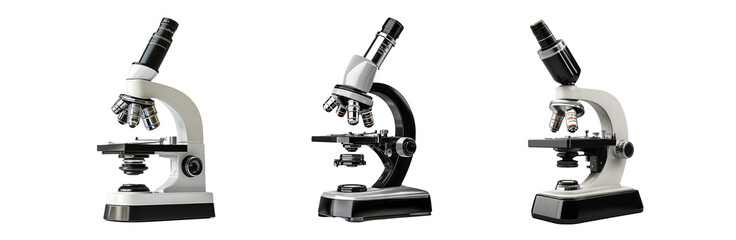 Fototapeta premium Laboratory Microscope Collection on Transparent Background