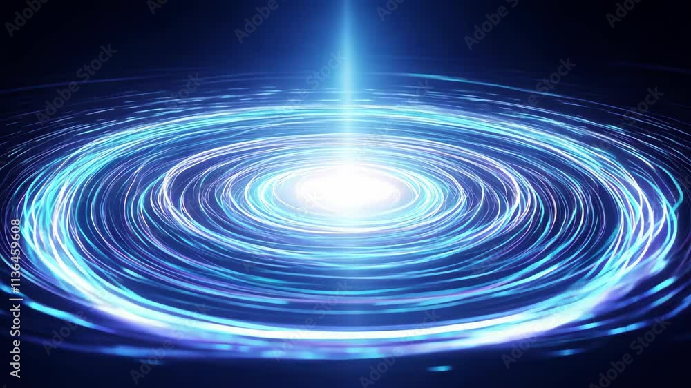 Poster captivating swirl of blue light in a cosmic vortex showcasing energy and motion in a dark space envi