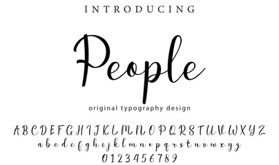 People Font Stylish brush painted an uppercase vector letters, alphabet, typeface