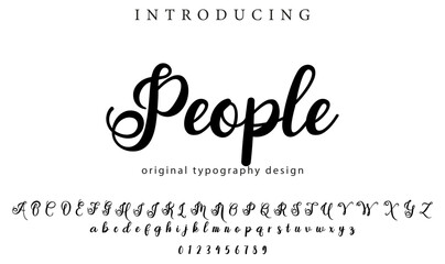 People Font Stylish brush painted an uppercase vector letters, alphabet, typeface