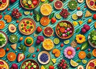 Colorful Abstract Background Patterns Seamless Design Fashion Food Illustration