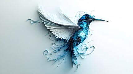 Obraz premium Hummingbird Formed With Paper Cut Art, Abstract Image, Texture, Pattern Background, Wallpaper, Cover and Screen of Smartphone, PC, Laptop, 9:16 and 16:9 Format