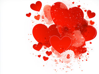 Red Hearts Watercolor: A delicate and romantic composition featuring a cluster of red hearts, rendered in a watercolor style, creates a heartfelt and charming design.  