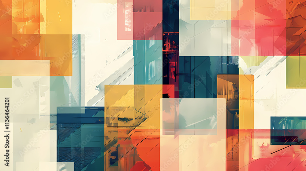 Aufkleber abstract geometric shapes: a vibrant, abstract composition of overlapping and interlocked geometric 