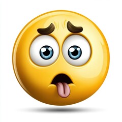 Vector Style Shocked Emoji with Tongue Out on White Background