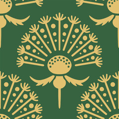 Dandelion. Ornamental decorative pattern element. Seamless texture. Vector illustration.
