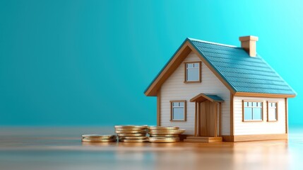 Investing in real estate home model with coins business environment conceptual viewpoint for financial growth