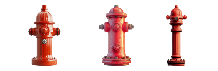 Red Fire Hydrants on Transparent Background