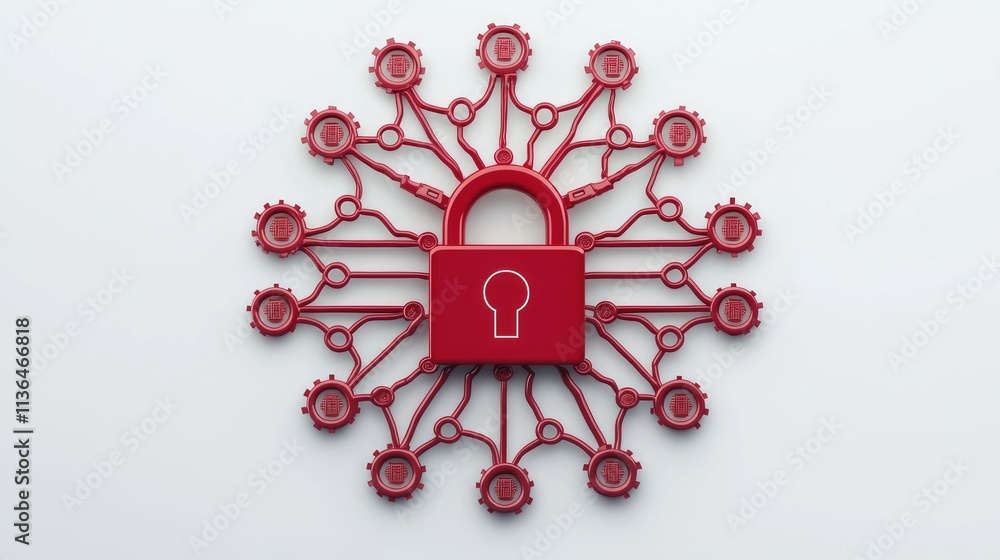 Poster Protecting data cybersecurity lock concept digital environment graphic design abstract viewpoint