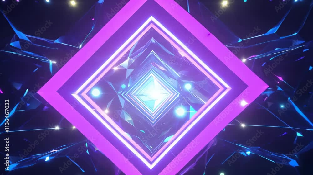Leinwandbilder colorful abstract animation displaying geometric patterns swirling in a vibrant tunnel of light
