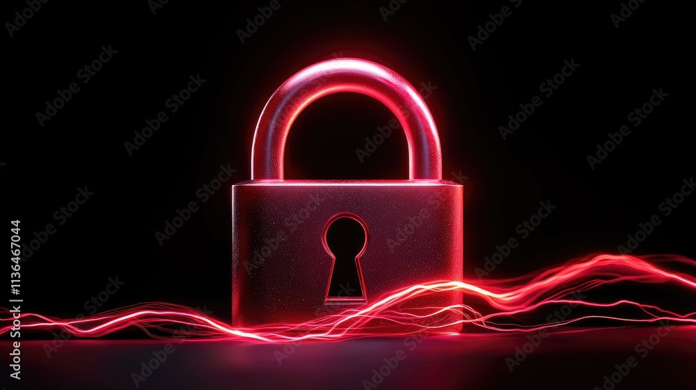 Poster secure lock symbolizing protection digital environment graphic design dark background conceptual vie