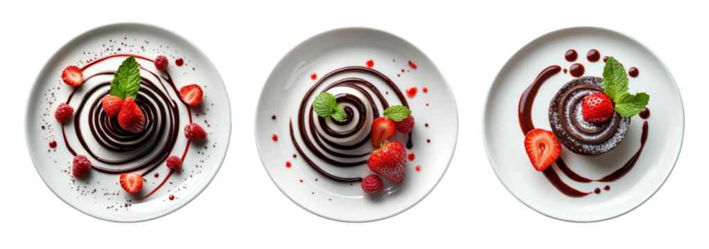 Delicious Chocolate Desserts with Berries and Mint