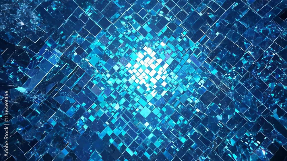 Poster exploring a vibrant digital landscape with flowing textures and dynamic patterns in a futuristic set