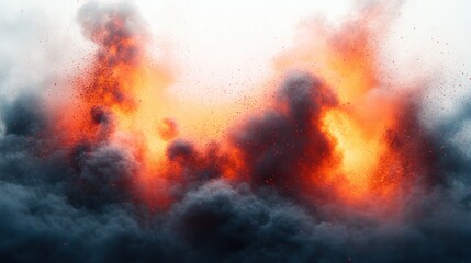 Obraz premium Dramatic explosion with fiery clouds and smoke