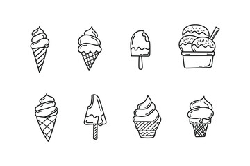 Ice Cream Set – Hand Drawn Outline Collection