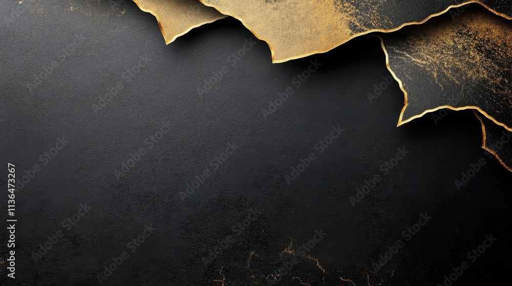 Poster elegant golden and black abstract background with textured layers
