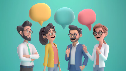Team Brainstorming: 3D Cartoon Characters Collaborate 