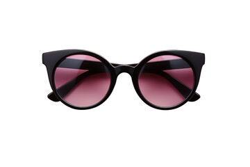 Stylish cat-eye sunglasses with pink gradient lenses, isolated on a transparent background. Ideal for fashion and accessory designs.