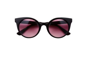 Stylish cat-eye sunglasses with pink gradient lenses, isolated on a transparent background. Ideal for fashion and accessory designs.