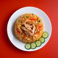 Colorful Plated Fried Rice with Fresh Ingredients