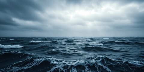 Fototapeta premium Turbulent Ocean Waves Under a Dark, Stormy Sky