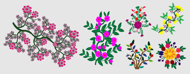 Outline floral pattern and Flower coloring book element for Design