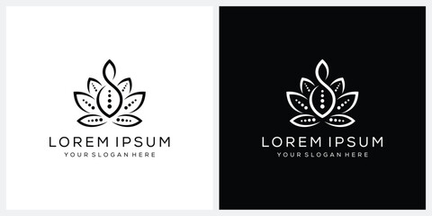 lotus logo design, floral flower symbol vector, leaf natural graphic concept