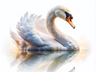 Fototapeta premium Double Exposure Swan Graceful Neck White Background - Surreal Art Photography