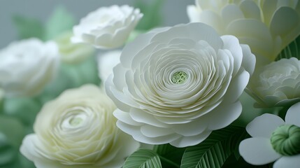 Flower Bouquet Formed With Paper Cut Art, Abstract Image, Texture, Pattern Background, Wallpaper, Cover and Screen of Smartphone, PC, Laptop, 9:16 and 16:9 Format