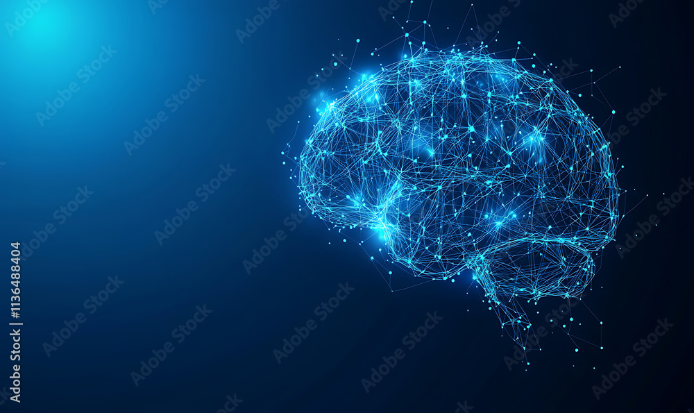 Aufkleber digital brain - artificial intelligence concept. blue brain abstract background