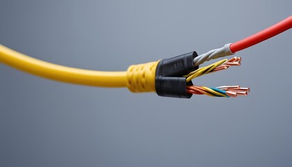 Cable with electrical wires on background, closeup electronic, power, wire, industry, insulated, 4