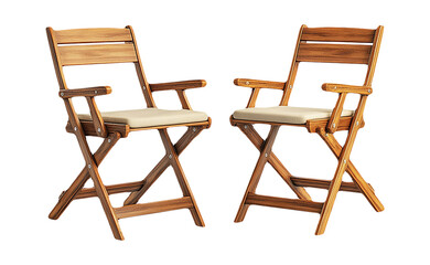 Wooden Folding Chairs on Transparent Background
