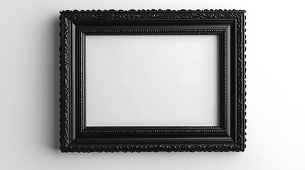  Ornate Black Picture Frame on White Wall