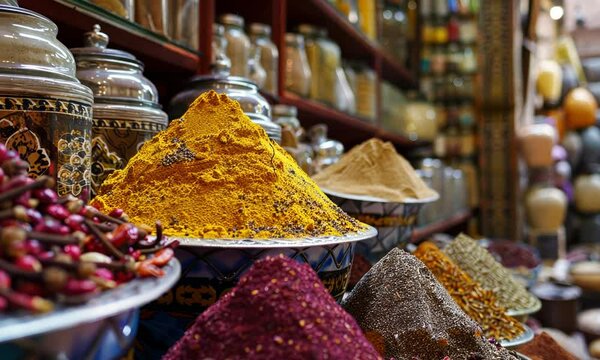 Vibrant Spices at a bustling Market