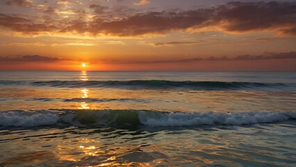 Naklejka premium Golden Sunset Over the Ocean
