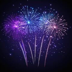 Obraz premium Colorful fireworks exploding in the night sky during a vibrant fireworks show. Beautiful display of light and color, ideal for celebrations, New Year's Eve, national holidays, or special events.