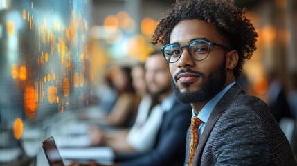 Professional man in modern workspace with technology